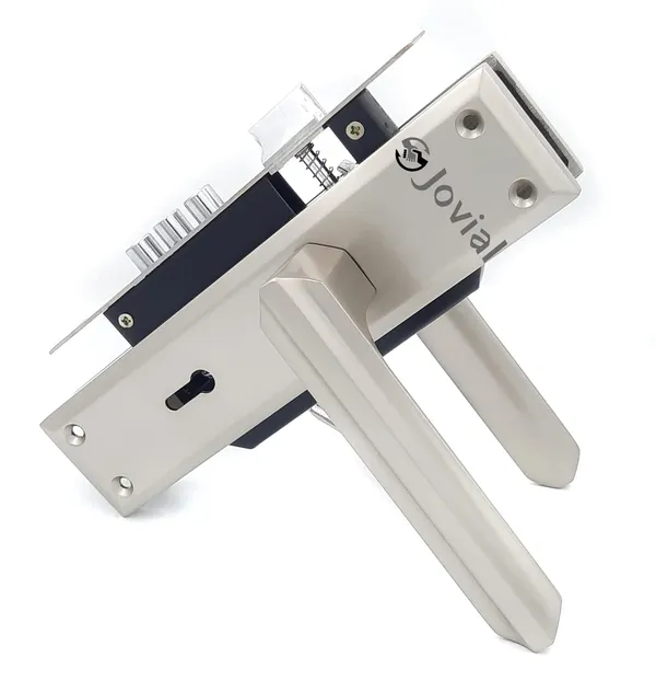 KY-43_-_8"_Plate_Mortise_Door_Lock_Handle_Set/Mortise_Lock_with_Brass_Lock_Body_and_3_Pcs_Keys(Silver_Satin_Finish)