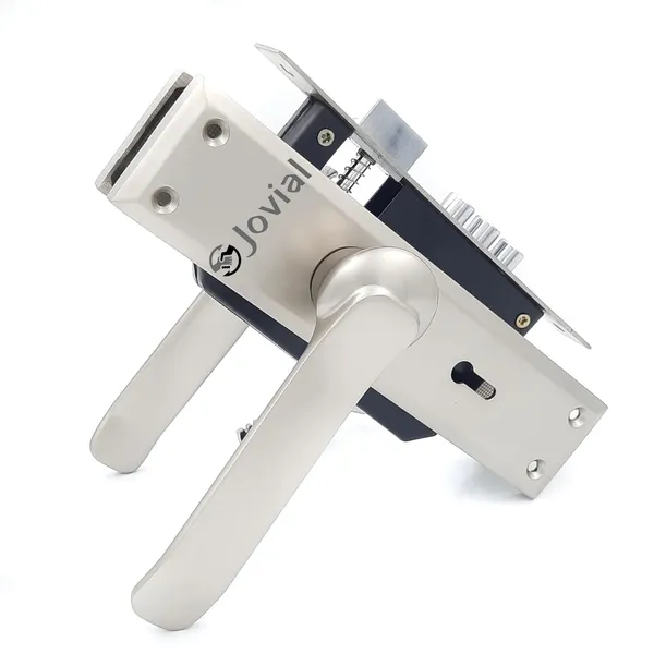KY-44_-_8"_Plate_Mortise_Door_Lock_Handle_Set/Mortise_Lock_with_Brass_Lock_Body_and_3_Pcs_Keys(Silver_Satin_Finish)