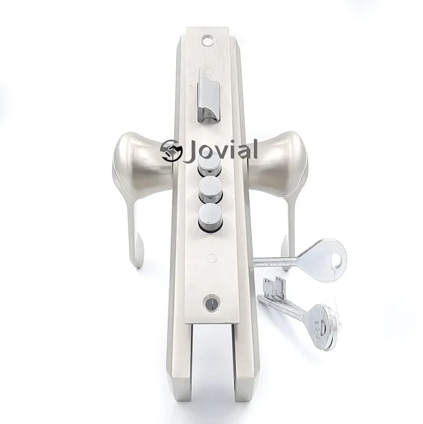 KY-44_-_8"_Plate_Mortise_Door_Lock_Handle_Set/Mortise_Lock_with_Brass_Lock_Body_and_3_Pcs_Keys(Silver_Satin_Finish)