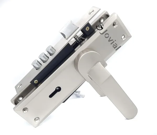 KY-45_-_8"_Plate_Mortise_Door_Lock_Handle_Set/Mortise_Lock_with_Brass_Lock_Body_and_3_Pcs_Keys(Silver_Satin_Finish)