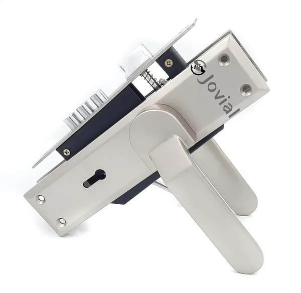KY-45_-_8"_Plate_Mortise_Door_Lock_Handle_Set/Mortise_Lock_with_Brass_Lock_Body_and_3_Pcs_Keys(Silver_Satin_Finish)