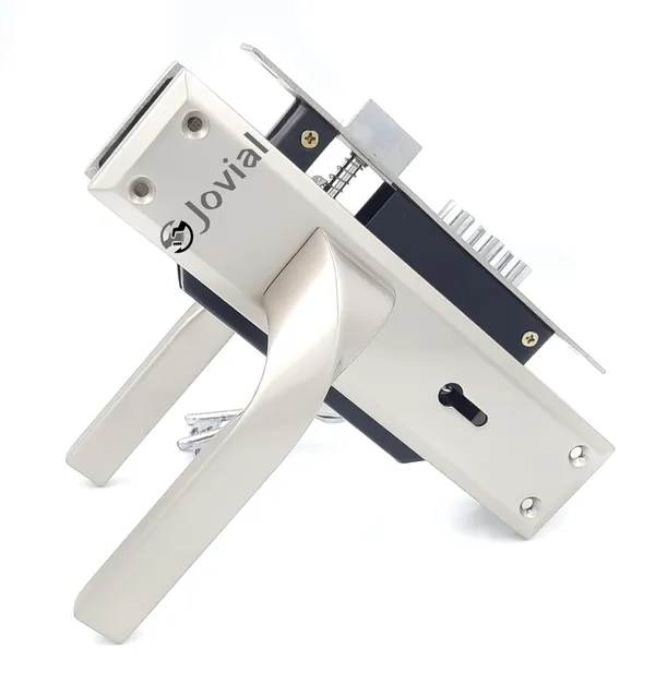 KY-48_-_8"_Plate_Mortise_Door_Lock_Handle_Set/Mortise_Lock_with_Brass_Lock_Body_and_3_Pcs_Keys(Silver_Satin_Finish)