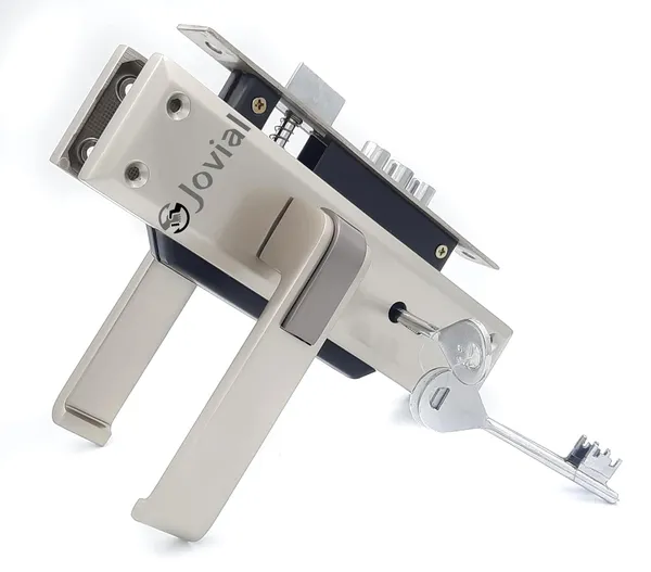 KY-49_-_8"_Plate_Mortise_Door_Lock_Handle_Set/Mortise_Lock_with_Brass_Lock_Body_and_3_Pcs_Keys(Silver_Satin_Finish)