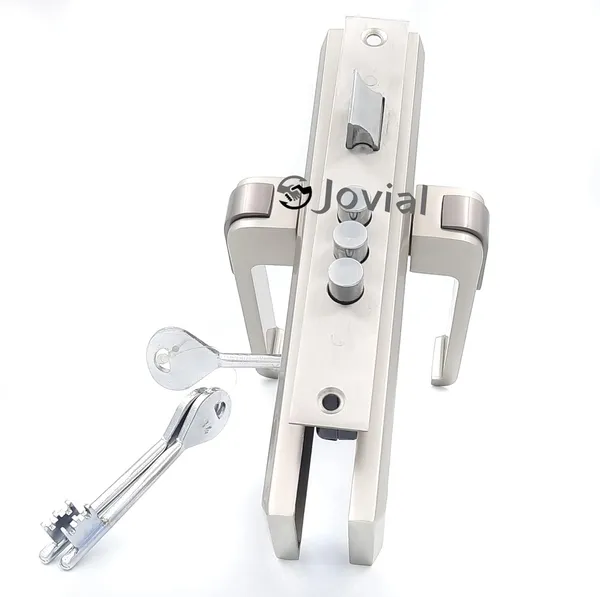 KY-49_-_8"_Plate_Mortise_Door_Lock_Handle_Set/Mortise_Lock_with_Brass_Lock_Body_and_3_Pcs_Keys(Silver_Satin_Finish)