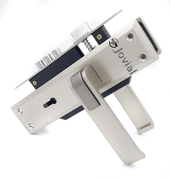 KY-49_-_8"_Plate_Mortise_Door_Lock_Handle_Set/Mortise_Lock_with_Brass_Lock_Body_and_3_Pcs_Keys(Silver_Satin_Finish)