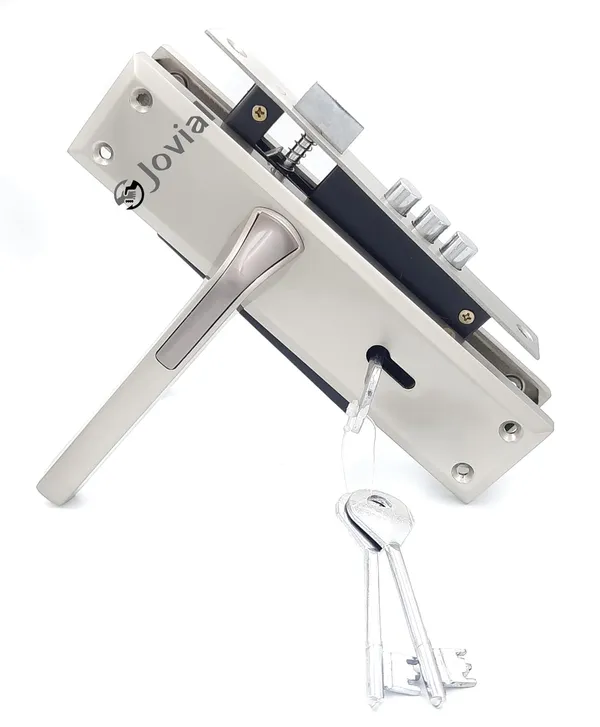 KY-50_-_8"_Plate_Mortise_Door_Lock_Handle_Set/Mortise_Lock_with_Brass_Lock_Body_and_3_Pcs_Keys(Silver_Satin_Finish)