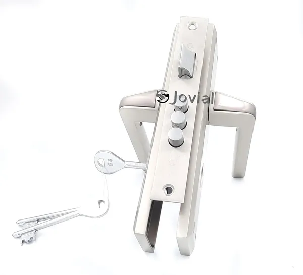 KY-50_-_8"_Plate_Mortise_Door_Lock_Handle_Set/Mortise_Lock_with_Brass_Lock_Body_and_3_Pcs_Keys(Silver_Satin_Finish)