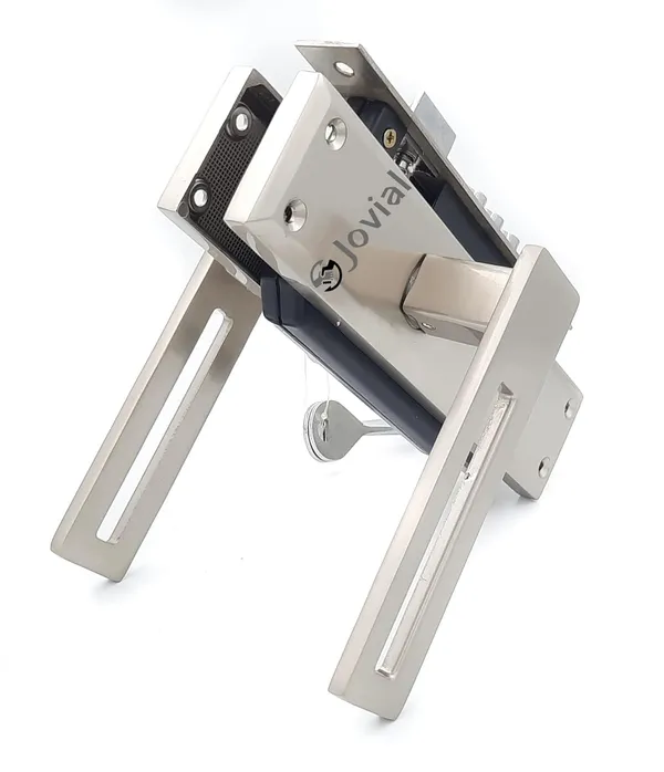 KY-52_-_8"_Plate_Mortise_Door_Lock_Handle_Set/Mortise_Lock_with_Brass_Lock_Body_and_3_Pcs_Keys(Silver_Satin_Finish)