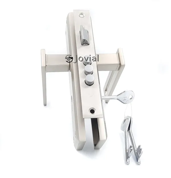 KY-52_-_8"_Plate_Mortise_Door_Lock_Handle_Set/Mortise_Lock_with_Brass_Lock_Body_and_3_Pcs_Keys(Silver_Satin_Finish)