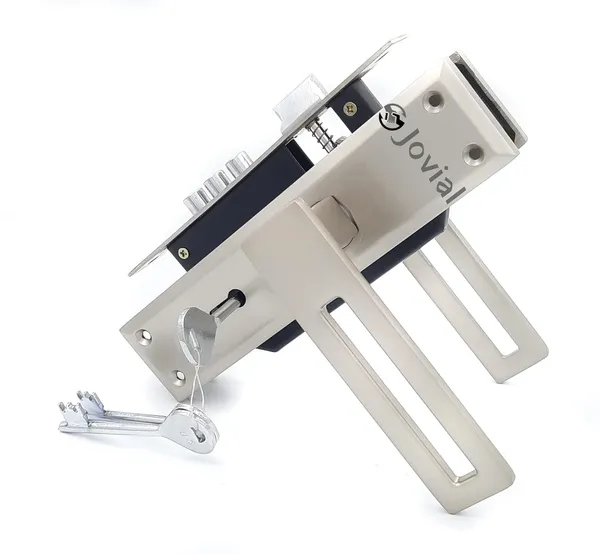 KY-52_-_8"_Plate_Mortise_Door_Lock_Handle_Set/Mortise_Lock_with_Brass_Lock_Body_and_3_Pcs_Keys(Silver_Satin_Finish)