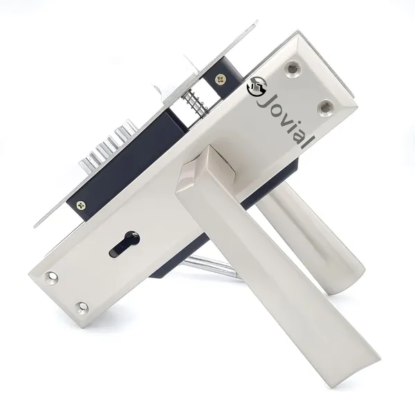 KY-53_-_8"_Plate_Mortise_Door_Lock_Handle_Set/Mortise_Lock_with_Brass_Lock_Body_and_3_Pcs_Keys(Silver_Satin_Finish)
