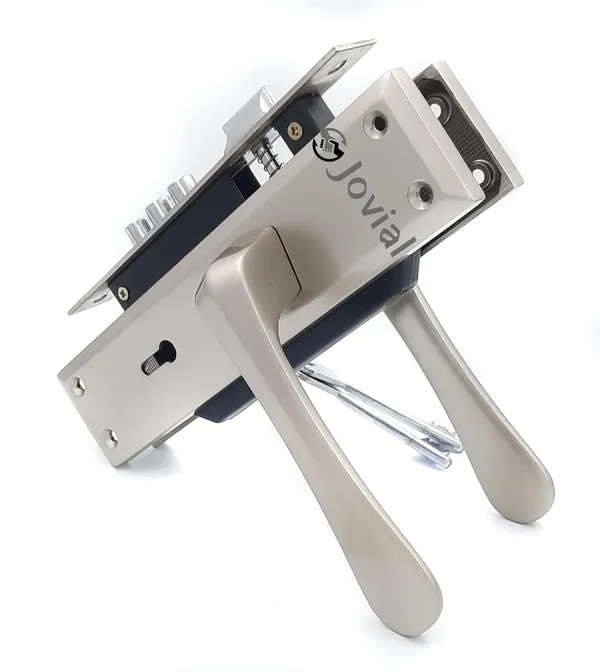 KY-54_-_8"_Plate_Mortise_Door_Lock_Handle_Set/Mortise_Lock_with_Brass_Lock_Body_and_3_Pcs_Keys(Silver_Satin_Finish)