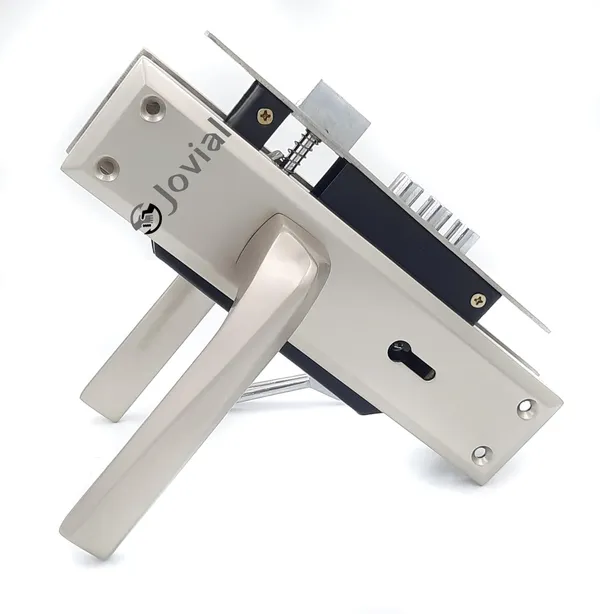 KY-55_-_8"_Plate_Mortise_Door_Lock_Handle_Set/Mortise_Lock_with_Brass_Lock_Body_and_3_Pcs_Keys(Silver_Satin_Finish)