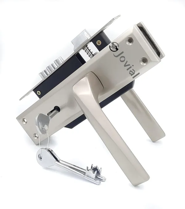 KY-55_-_8"_Plate_Mortise_Door_Lock_Handle_Set/Mortise_Lock_with_Brass_Lock_Body_and_3_Pcs_Keys(Silver_Satin_Finish)