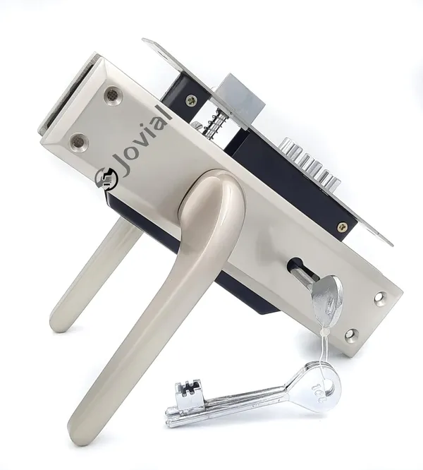 KY-57_-_8"_Plate_Mortise_Door_Lock_Handle_Set/Mortise_Lock_with_Brass_Lock_Body_and_3_Pcs_Keys(Silver_Satin_Finish)