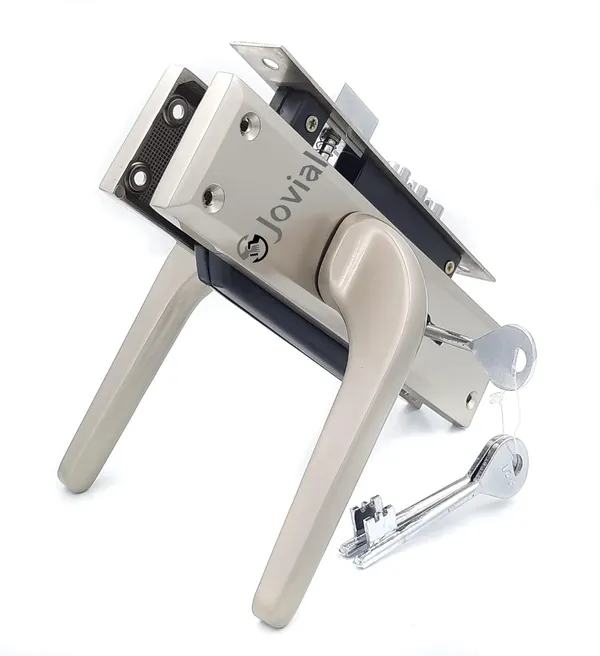 KY-57_-_8"_Plate_Mortise_Door_Lock_Handle_Set/Mortise_Lock_with_Brass_Lock_Body_and_3_Pcs_Keys(Silver_Satin_Finish)
