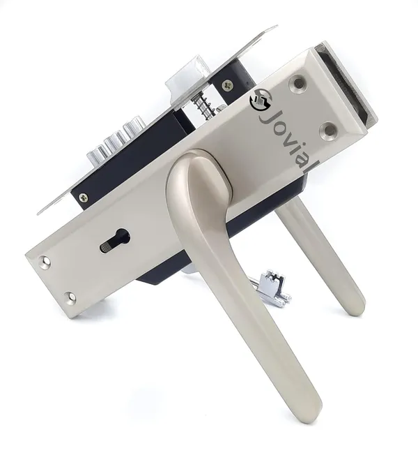 KY-57_-_8"_Plate_Mortise_Door_Lock_Handle_Set/Mortise_Lock_with_Brass_Lock_Body_and_3_Pcs_Keys(Silver_Satin_Finish)