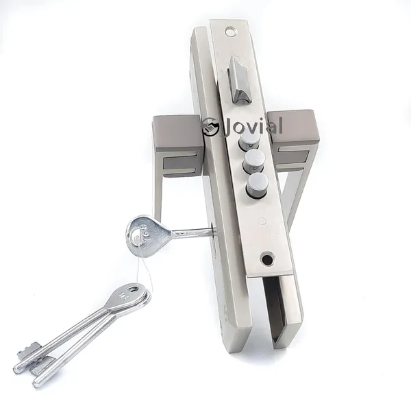 KY-58_-_8"_Plate_Mortise_Door_Lock_Handle_Set/Mortise_Lock_with_Brass_Lock_Body_and_3_Pcs_Keys(Silver_Satin_Finish)