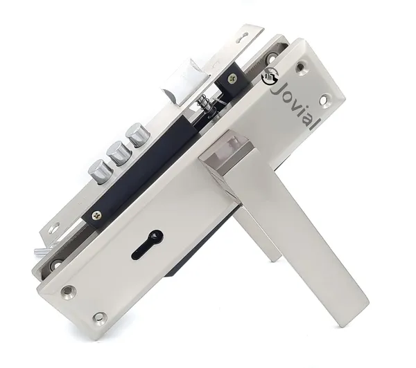 KY-58_-_8"_Plate_Mortise_Door_Lock_Handle_Set/Mortise_Lock_with_Brass_Lock_Body_and_3_Pcs_Keys(Silver_Satin_Finish)