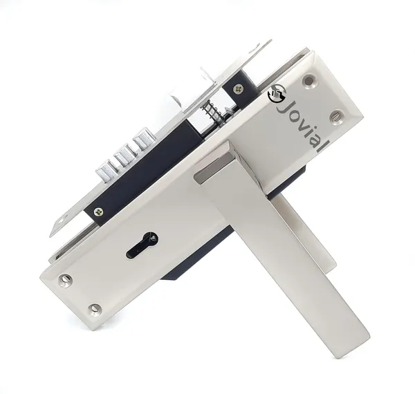 KY-58_-_8"_Plate_Mortise_Door_Lock_Handle_Set/Mortise_Lock_with_Brass_Lock_Body_and_3_Pcs_Keys(Silver_Satin_Finish)