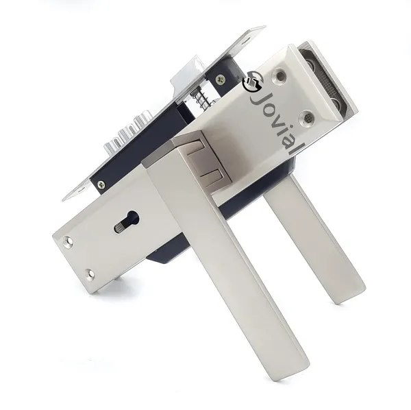 KY-58_-_8"_Plate_Mortise_Door_Lock_Handle_Set/Mortise_Lock_with_Brass_Lock_Body_and_3_Pcs_Keys(Silver_Satin_Finish)