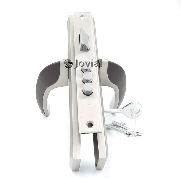 KY-Sigma_-_8"_Plate_Mortise_Door_Lock_Handle_Set/Mortise_Lock_with_Brass_Lock_Body_and_3_Pcs_Keys(Silver_Satin_Finish)