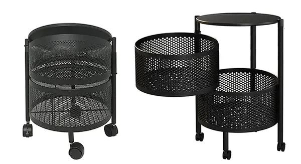 2_Layer_with_Top_Layer_Kitchen_Rotating_Trolley_Storage_Rack(2_Layer,_Round_Shape,_Black)