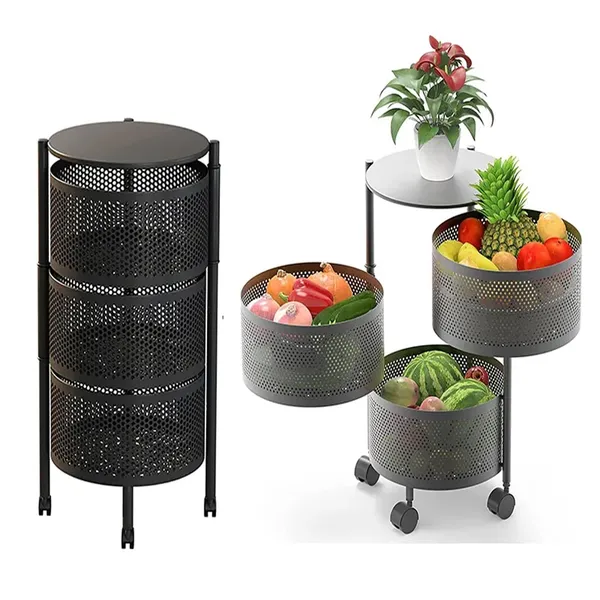 3_Layer_with_Top_Layer_Kitchen_Rotating_Trolley_Storage_Rack(3_Layer,_Round_Shape,_Black)