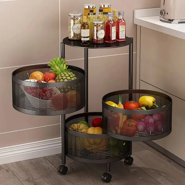 3_Layer_with_Top_Layer_Kitchen_Rotating_Trolley_Storage_Rack(3_Layer,_Round_Shape,_Black)