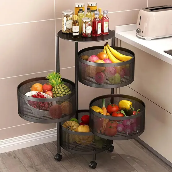 4_Layer_with_Top_Layer_Kitchen_Rotating_Trolley_Storage_Rack(4_Layer,_Round_Shape,_Black)