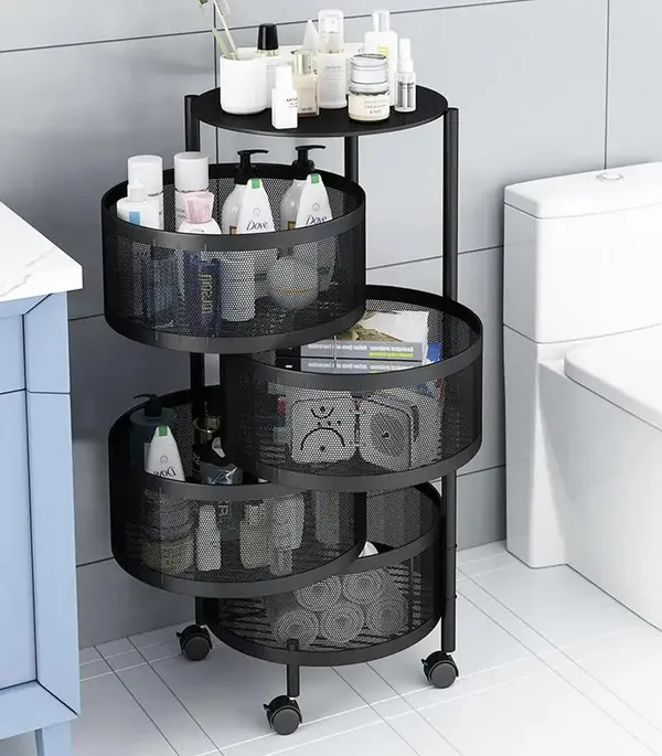 4_Layer_with_Top_Layer_Kitchen_Rotating_Trolley_Storage_Rack(4_Layer,_Round_Shape,_Black)