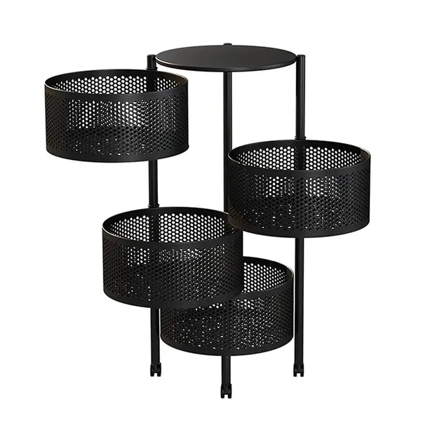 4_Layer_with_Top_Layer_Kitchen_Rotating_Trolley_Storage_Rack(4_Layer,_Round_Shape,_Black)