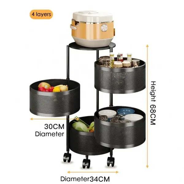 4_Layer_with_Top_Layer_Kitchen_Rotating_Trolley_Storage_Rack(4_Layer,_Round_Shape,_Black)