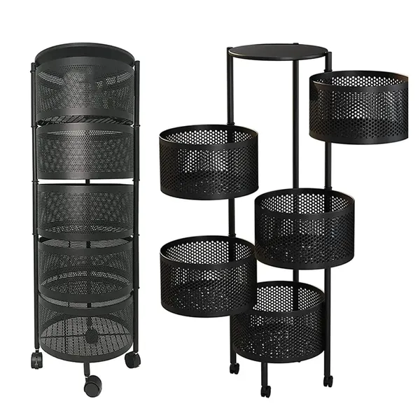 5_Layer_with_Top_Layer_Kitchen_Rotating_Trolley_Storage_Rack(5_Layer,_Round_Shape,_Black)