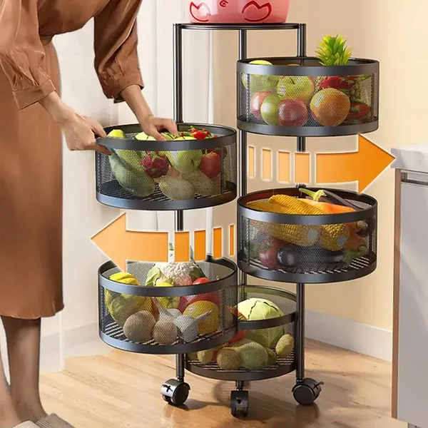 5_Layer_with_Top_Layer_Kitchen_Rotating_Trolley_Storage_Rack(5_Layer,_Round_Shape,_Black)