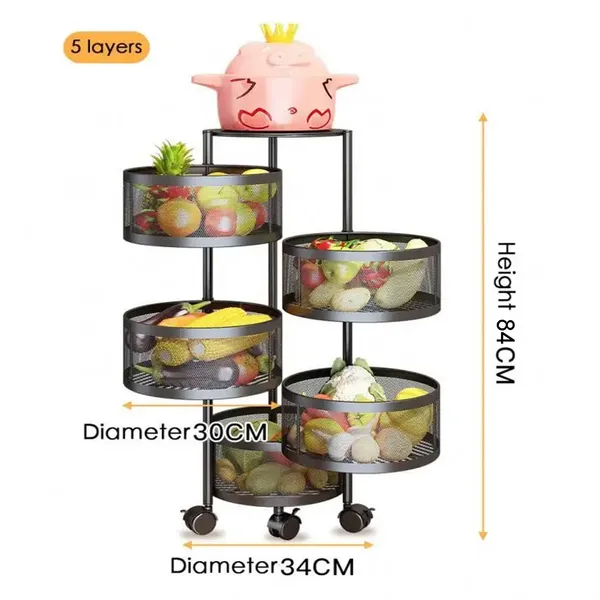 5_Layer_with_Top_Layer_Kitchen_Rotating_Trolley_Storage_Rack(5_Layer,_Round_Shape,_Black)