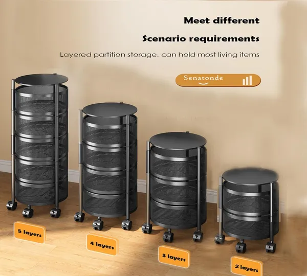 5_Layer_with_Top_Layer_Kitchen_Rotating_Trolley_Storage_Rack(5_Layer,_Round_Shape,_Black)