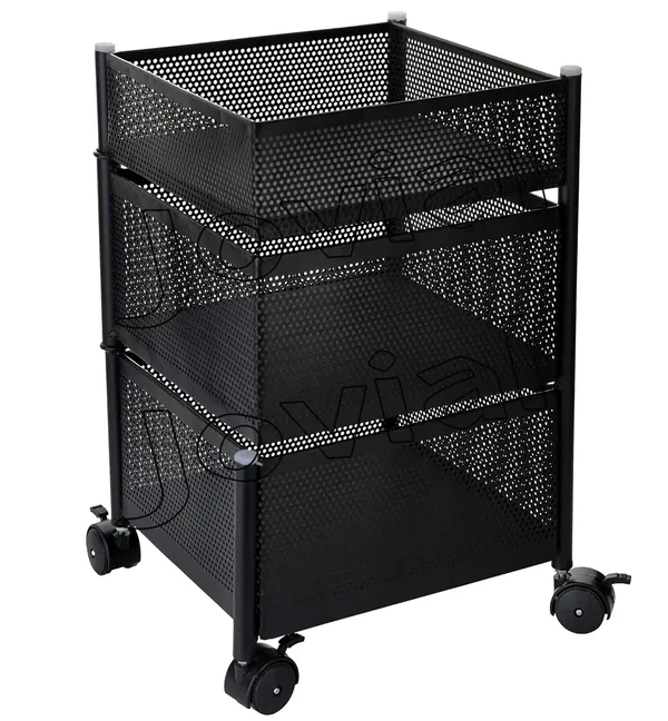 2_Layer_with_Top_Layer_Kitchen_Rotating_Trolley_Storage_Rack(3_Layer,_Square_Shape,_Black)