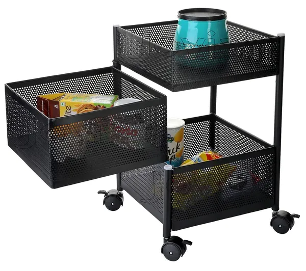 2_Layer_with_Top_Layer_Kitchen_Rotating_Trolley_Storage_Rack(3_Layer,_Square_Shape,_Black)