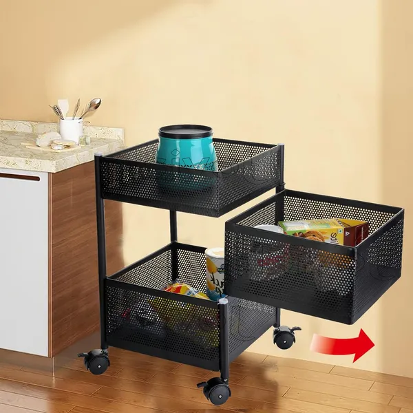 2_Layer_with_Top_Layer_Kitchen_Rotating_Trolley_Storage_Rack(3_Layer,_Square_Shape,_Black)