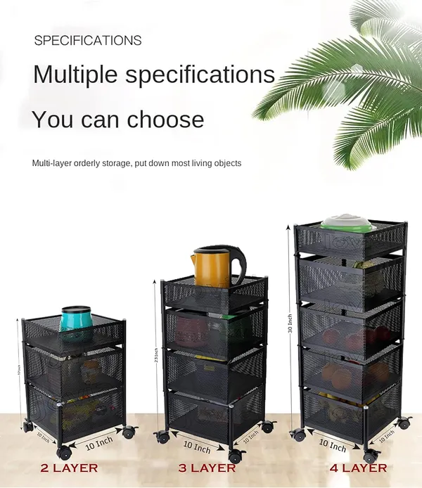 2_Layer_with_Top_Layer_Kitchen_Rotating_Trolley_Storage_Rack(3_Layer,_Square_Shape,_Black)