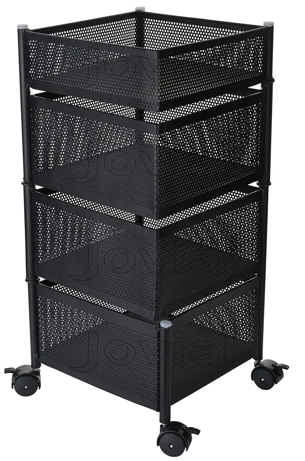 3_Layer_with_Top_Layer_Kitchen_Rotating_Trolley_Storage_Rack(4_Layer,_Square_Shape,_Black)