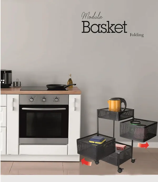 3_Layer_with_Top_Layer_Kitchen_Rotating_Trolley_Storage_Rack(4_Layer,_Square_Shape,_Black)
