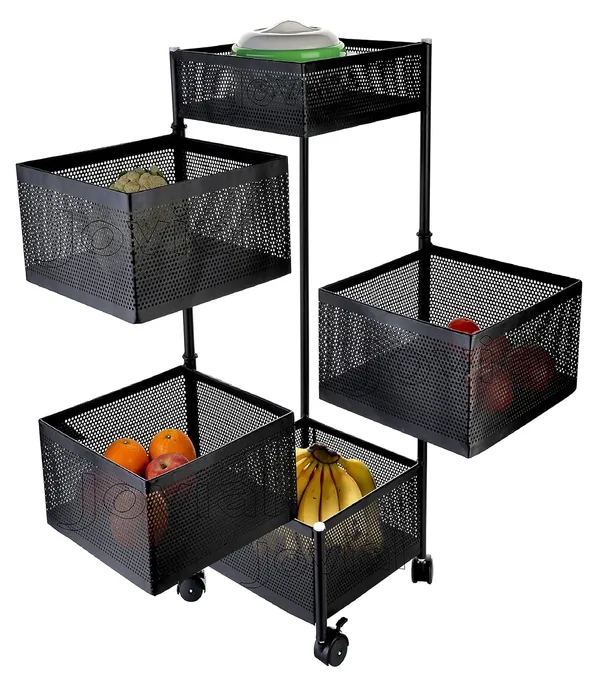 5_Layer_Kitchen_Rotating_Trolley_Storage_Rack(5_Layer,_Square_Shape,_Black)