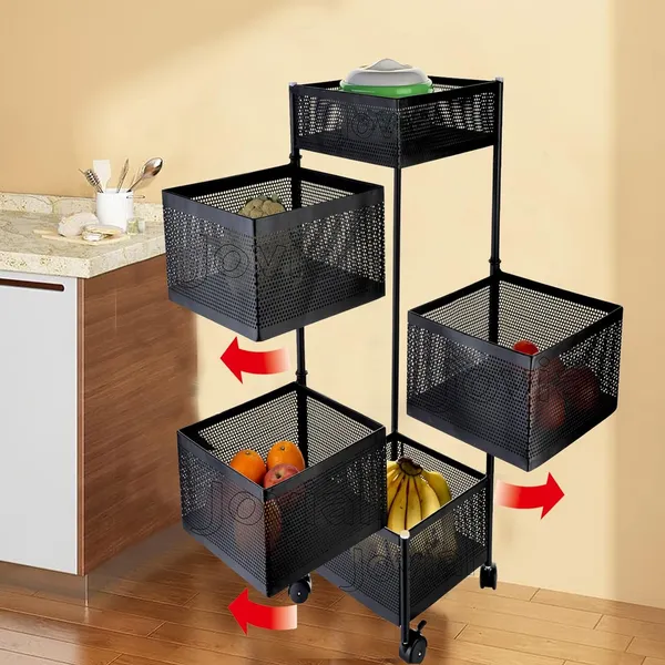 5_Layer_Kitchen_Rotating_Trolley_Storage_Rack(5_Layer,_Square_Shape,_Black)