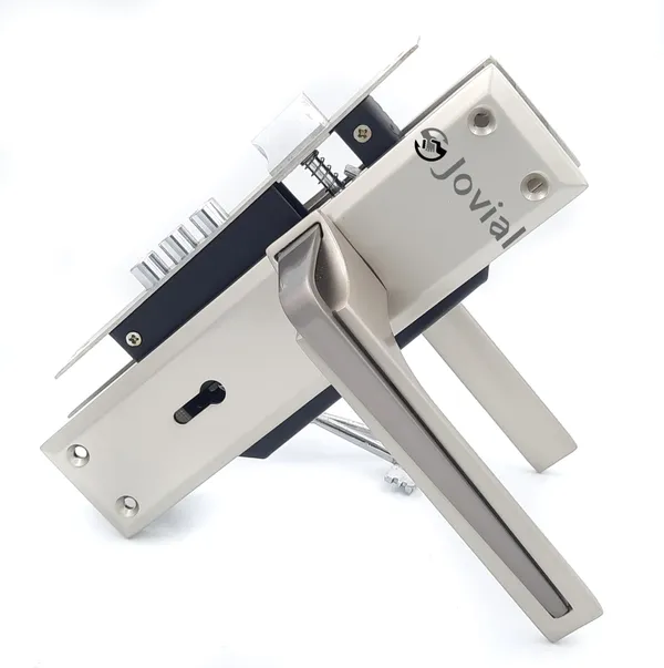 KY-51_-_8"_Plate_Mortise_Door_Lock_Handle_Set/Mortise_Lock_with_Brass_Lock_Body_and_3_Pcs_Keys(Silver_Satin_Finish)