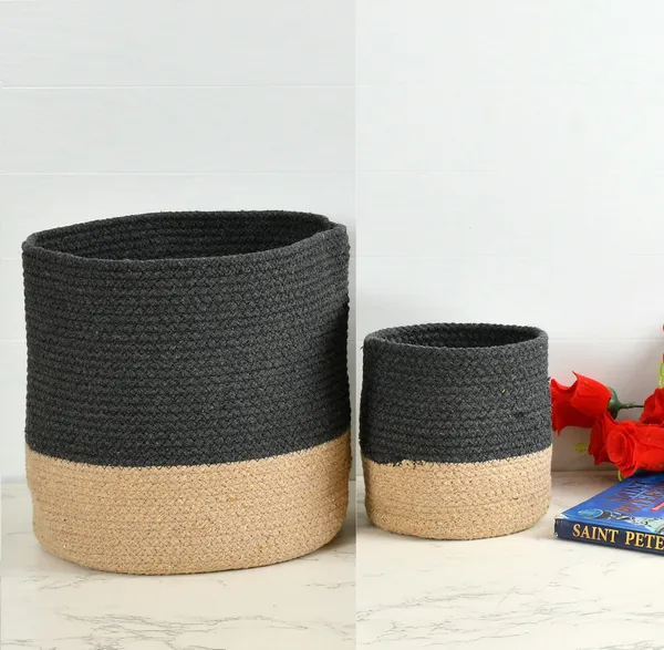 Grey_Braided_Cotton_Baskets_|_Storage_Bins_Organizer_|_Laundry,_Toys_&_Planter_Basket-_Set_of_2_(10,_6_Inch)_-_Grey