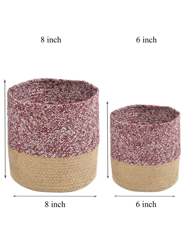 Maroon_Braided_Cotton_Baskets_|_Storage_Bins_Organizer_|_Laundry,_Toys_&_Planter_Basket-_Set_of_2_(8,_6_Inch)_-_Maroon