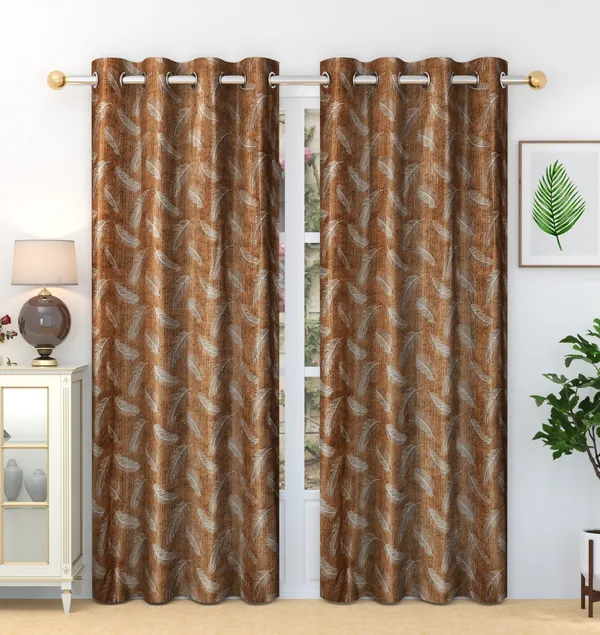 Pack_Of_2_Brown_Polyester_Curtains_For_Long_Door/Door/Window
