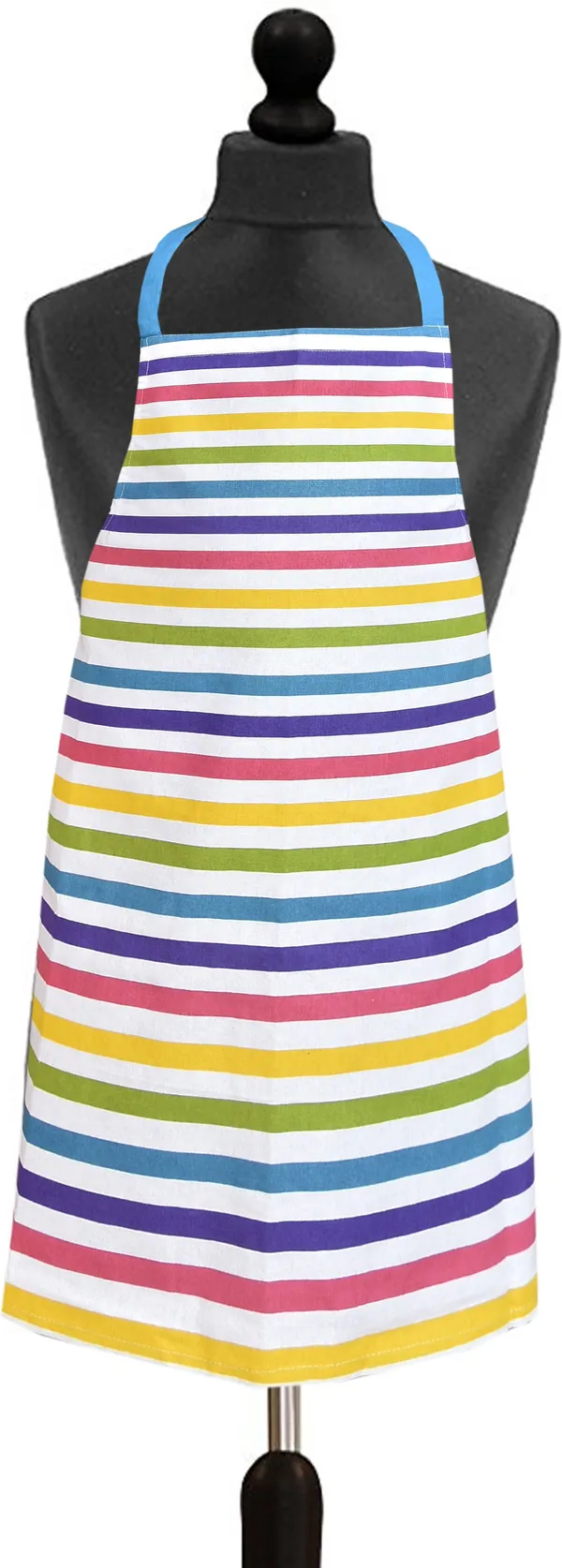 Green::Blue_Stripes_5_Piece_Cotton_Kitchen_Linen_Set(Apron,_Double_Oven_Mitt,_3_Kitchen_Napkins/Towels)